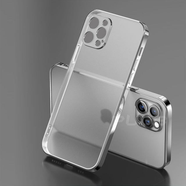 Luxury Plating Matte Transparent Soft Silicone Case for iPhone 11 12 13 Pro Max Mini XR X XS 7 8 Plus SE 2020 Shockproof Cover