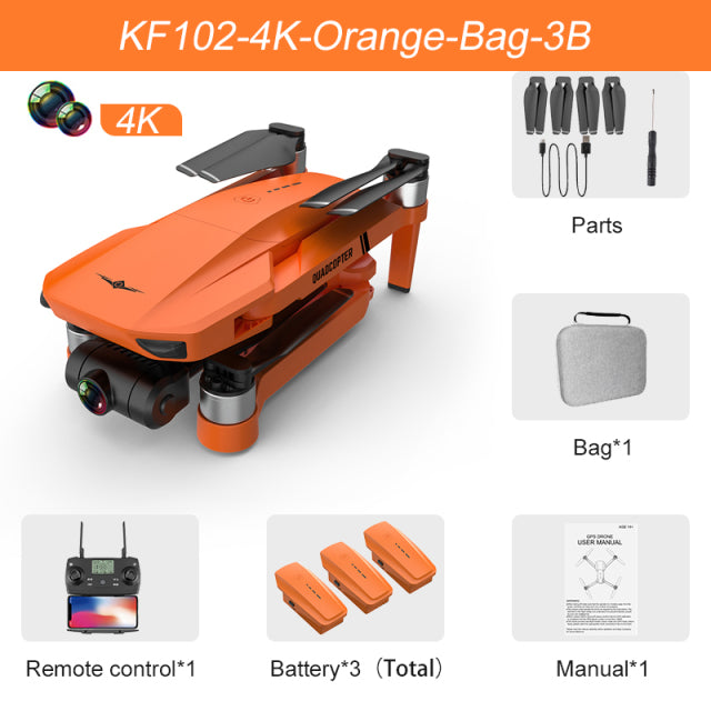 KF102 GPS Drone 4k Profesional 8K HD Camera 2-Axis Gimbal Anti-Shake Photography Brushless Foldable Quadcopter RC Distance 1200M