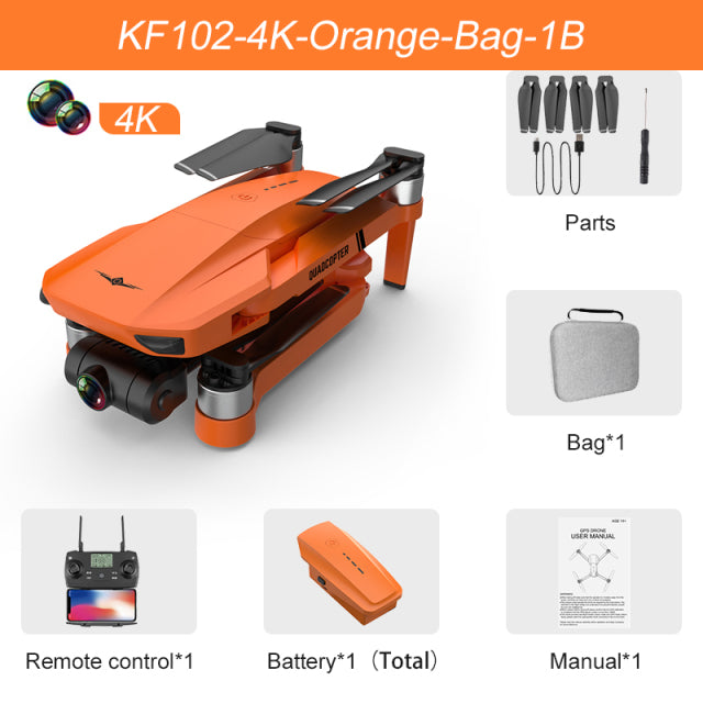 KF102 GPS Drone 4k Profesional 8K HD Camera 2-Axis Gimbal Anti-Shake Photography Brushless Foldable Quadcopter RC Distance 1200M