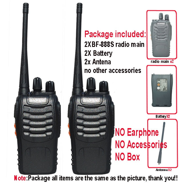 2Pcs/Lot baofeng BF-888S Walkie Talkie Two-way Radio Set BF 888s UHF 400-470MHz 16CH walkie-talkie Radios Transceiver