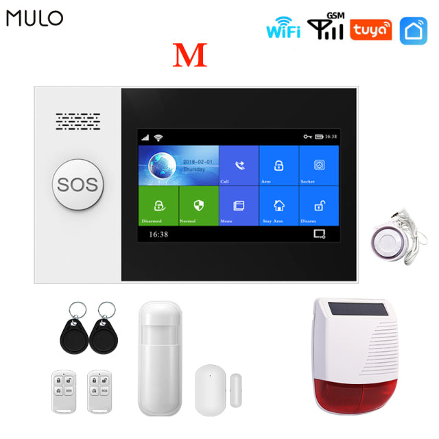 MULO Wireless Tuya Smart Home Wifi GSM Simply Safe Alarm System for Home Business SMS APP Control Burglar Alarm DIY Kit PG107