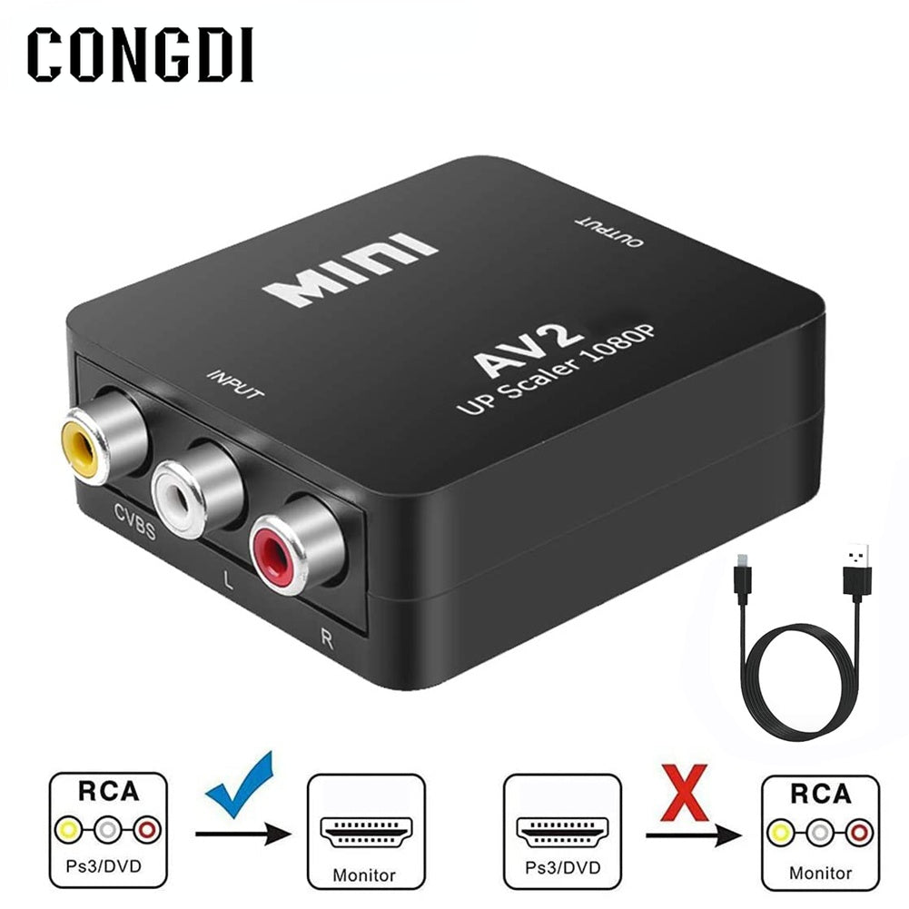 AV To HDMI-compatible Video Converter Box Adapter RCA CVSB L/R Video To HD 1080P HDMI-compatible Scaler Adapter HDTV Converter