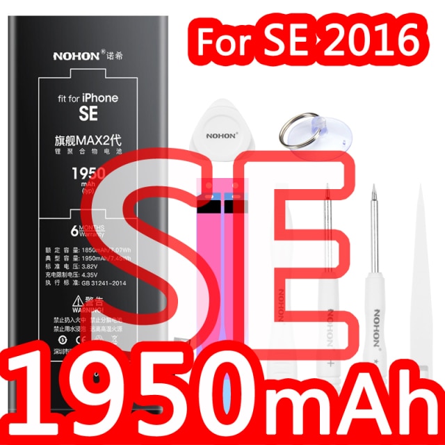 NOHON Battery For iPhone 6S 6 7 8 Plus X XR XS MAX Replacement Bateria For iPhone SE 2016 SE2 2020 5S 5C 5 11 Pro MAX Battery