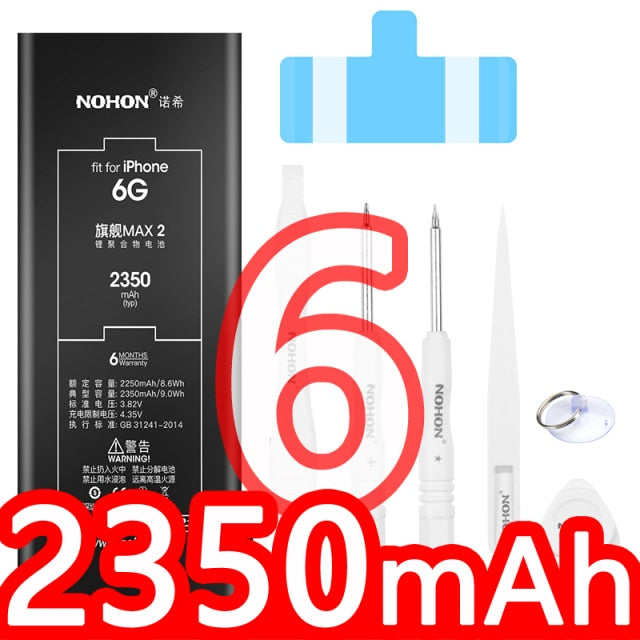 NOHON Battery For iPhone 6S 6 7 8 Plus X XR XS MAX Replacement Bateria For iPhone SE 2016 SE2 2020 5S 5C 5 11 Pro MAX Battery