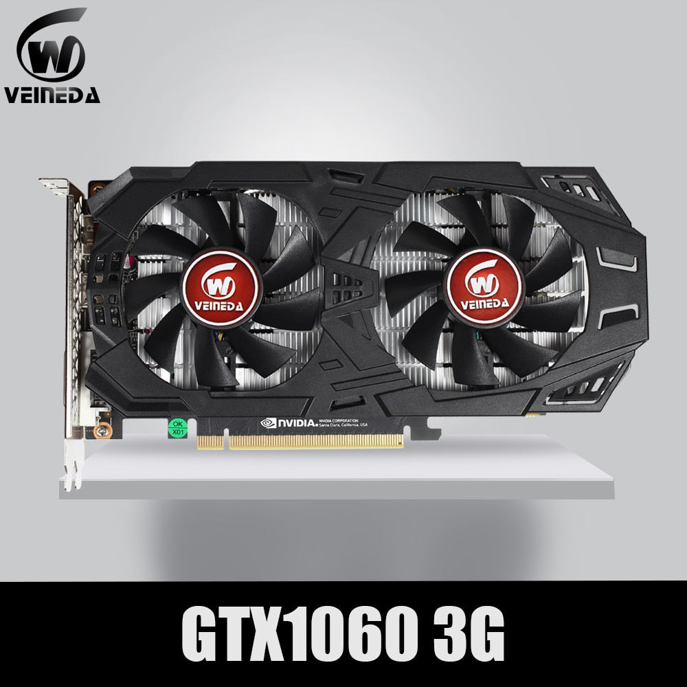 VEINEDA Graphics Card  GTX 1060 3GB 6GB 192Bit GDDR5 GPU Video Card  PCI-E3.0 For nVIDIA Gefore Games Stronger than GTX 1050Ti