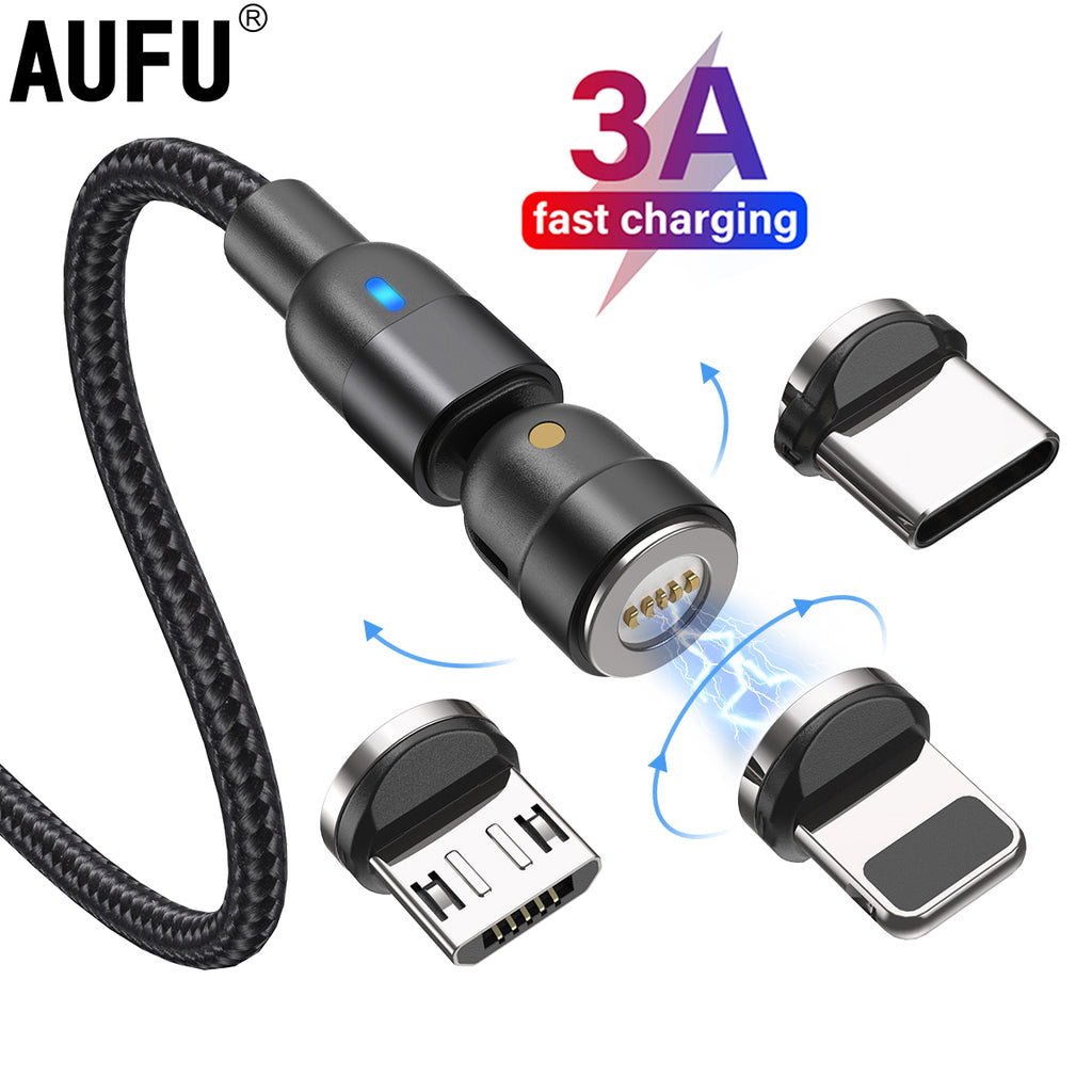 AUFU 2m 3m Magnetic Cable USB Type C For Huawei P20 P30 pro Usb C Cable Micro 3A Fast Charging Magnet Charger Data Transfer 1m