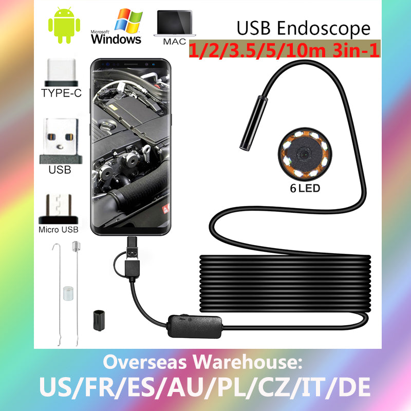 High Quality HD USB Endoscope Camera 5.5mm with 6 LED