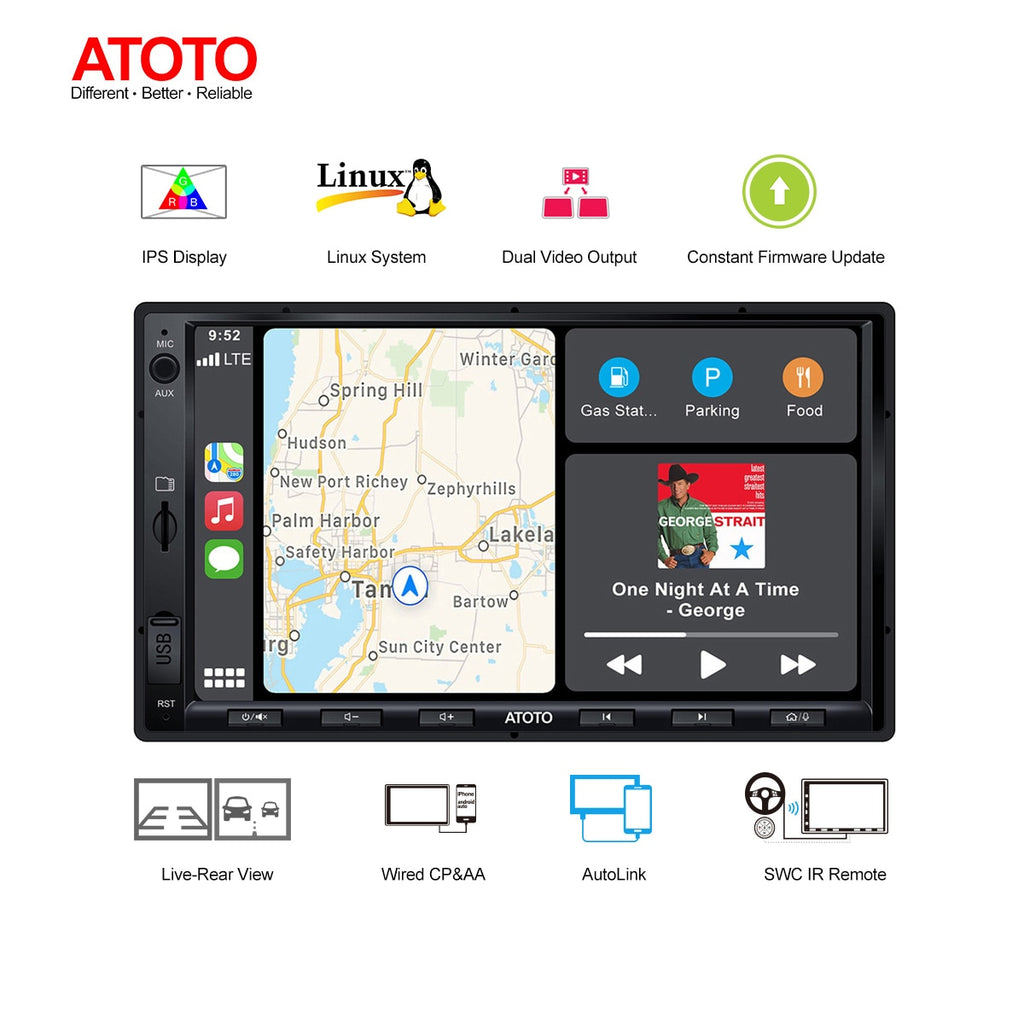 ATOTO F7 Series 7” 2Din Linux Car Radio AutoLink Stereo Autoradio Multimedia Player with Bluetooth Wireless Hands-free Calling