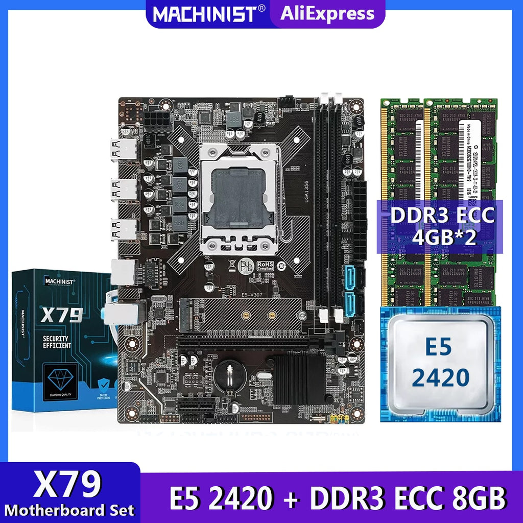 MACHINIST X79 Motherboard LGA 1356 Set Kit With Xeon E5 2420 CPU Processor 8GB(2*4GB)DDR3 ECC RAM Memory M.2 NVME X79-V304