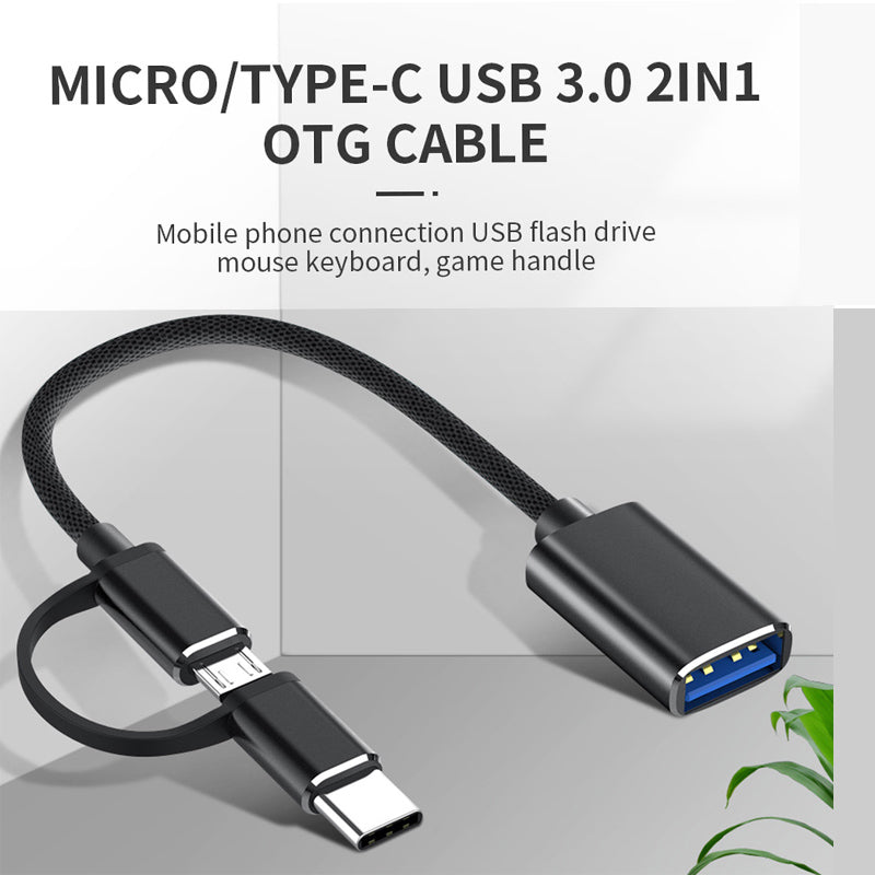 2 In 1 USB 3.0 OTG Adapter Cable Type-C Micro USB To USB 3.0 Interface Converter For Cellphone Charging Cable Line