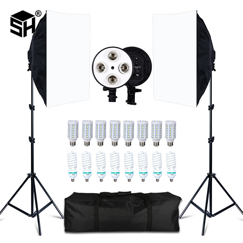 SH Photography Softbox 50x70 Lightbox Lighting Kit 5500K Lamp Continuous Light System With 2M Tripod For Photo Studio Shooting