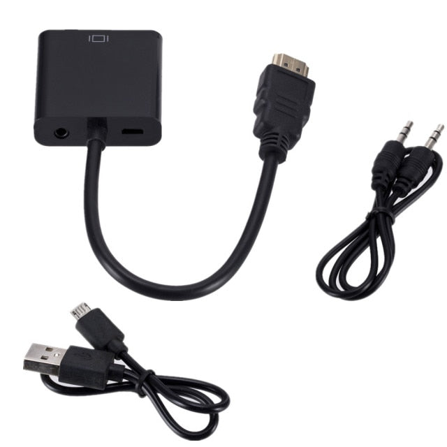 HD 1080P HDMI To VGA Cable Converter With Audio Power Supply HDMI Male To VGA Female Converter Adapter  for Tablet laptop PC TV