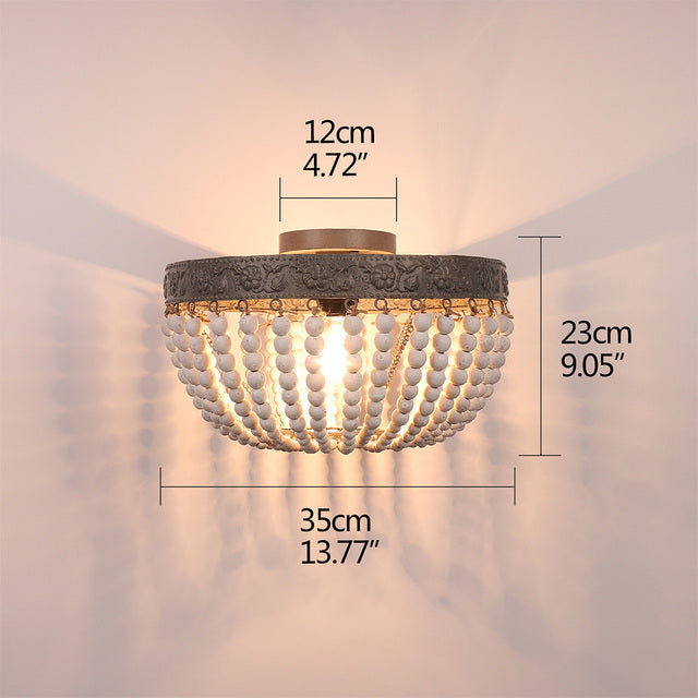 Retro loft vintage rustic round wooden bead ceiling lights