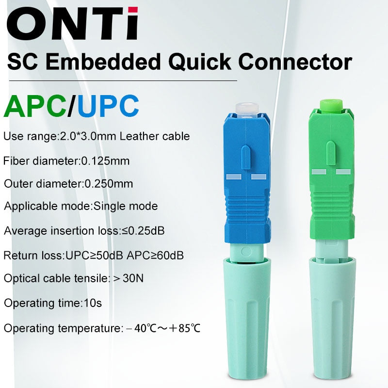 ONTi New SC APC SM Single-Mode Optical Connector FTTH Tool Cold Connector Tool SC UPC Fiber Optic Fast Connector