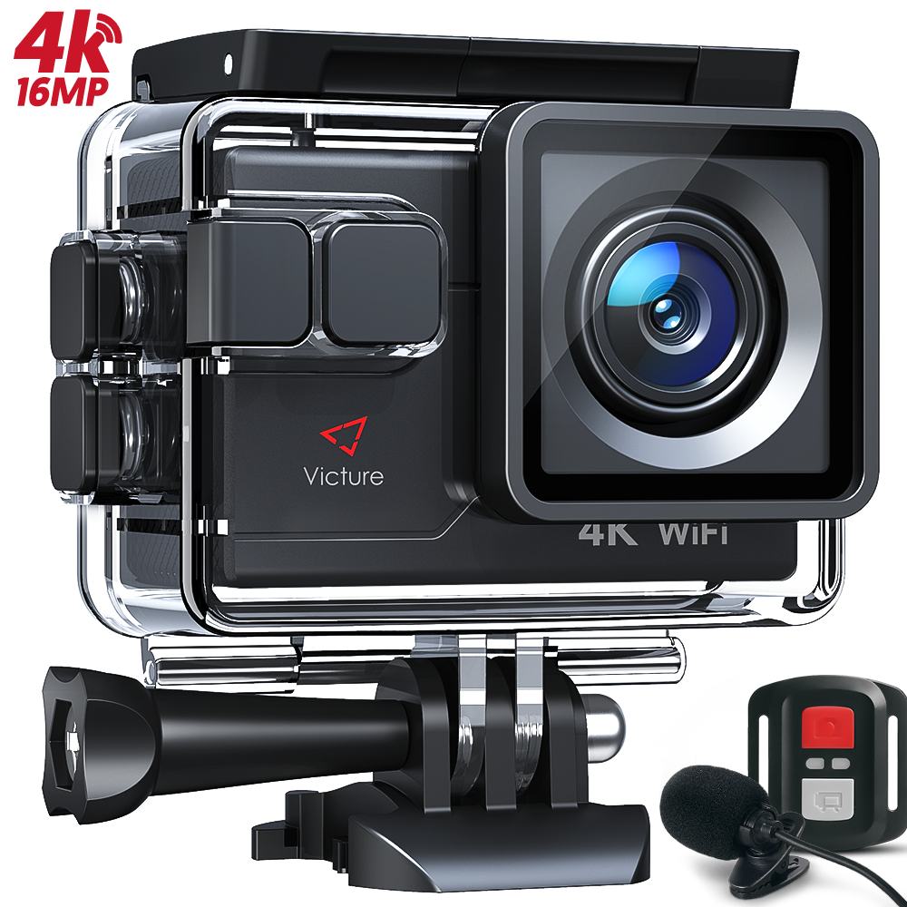 Original Victure AC700  4K 30fps Action Camera  16MP EIS with External Microphone Remote Control 40M Underwater