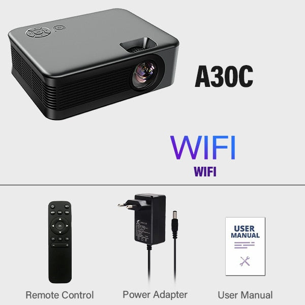 AUN MINI Projector Smart TV WIFI Portable Home Theater Cinema Battery Sync Phone Beamer LED Projectors for 4k Movies A30C Pro