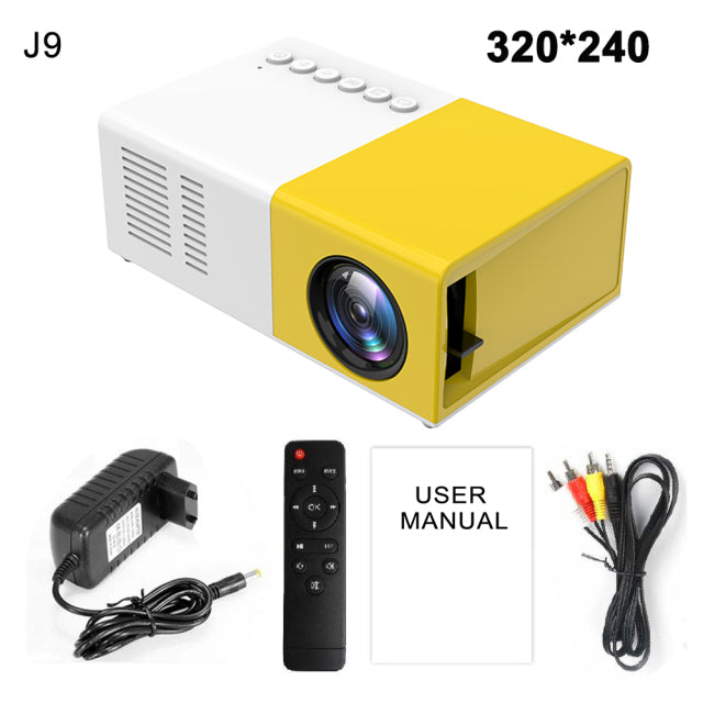 Salange J9Pro Mini Projector LED Home Media Player Audio Portable Proyectors 480x360 Pixels Supports 1080P HDMI USB Video Beamer