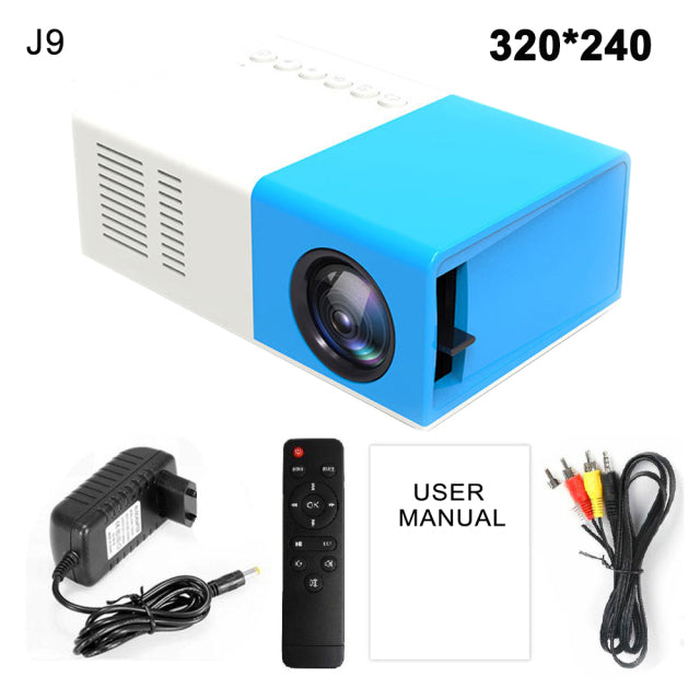 Salange J9Pro Mini Projector LED Home Media Player Audio Portable Proyectors 480x360 Pixels Supports 1080P HDMI USB Video Beamer