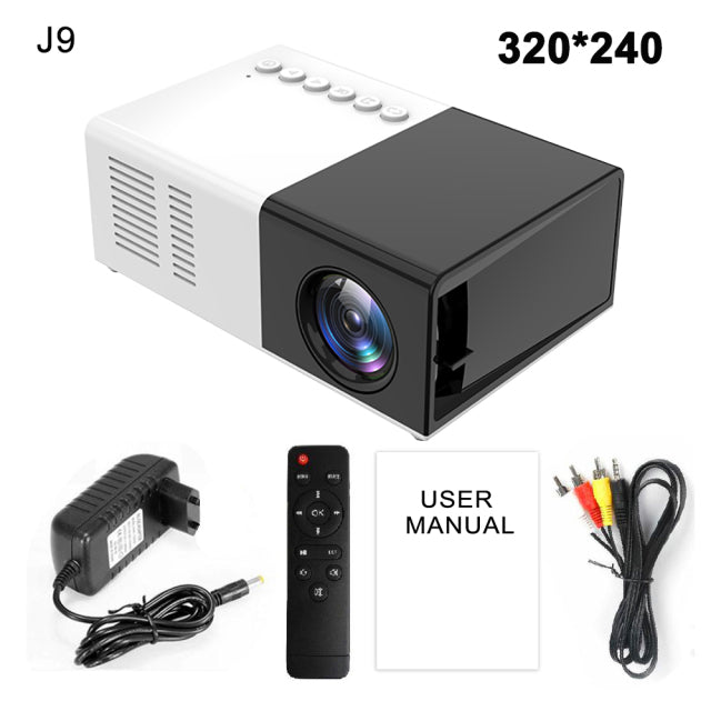 Salange J9Pro Mini Projector LED Home Media Player Audio Portable Proyectors 480x360 Pixels Supports 1080P HDMI USB Video Beamer