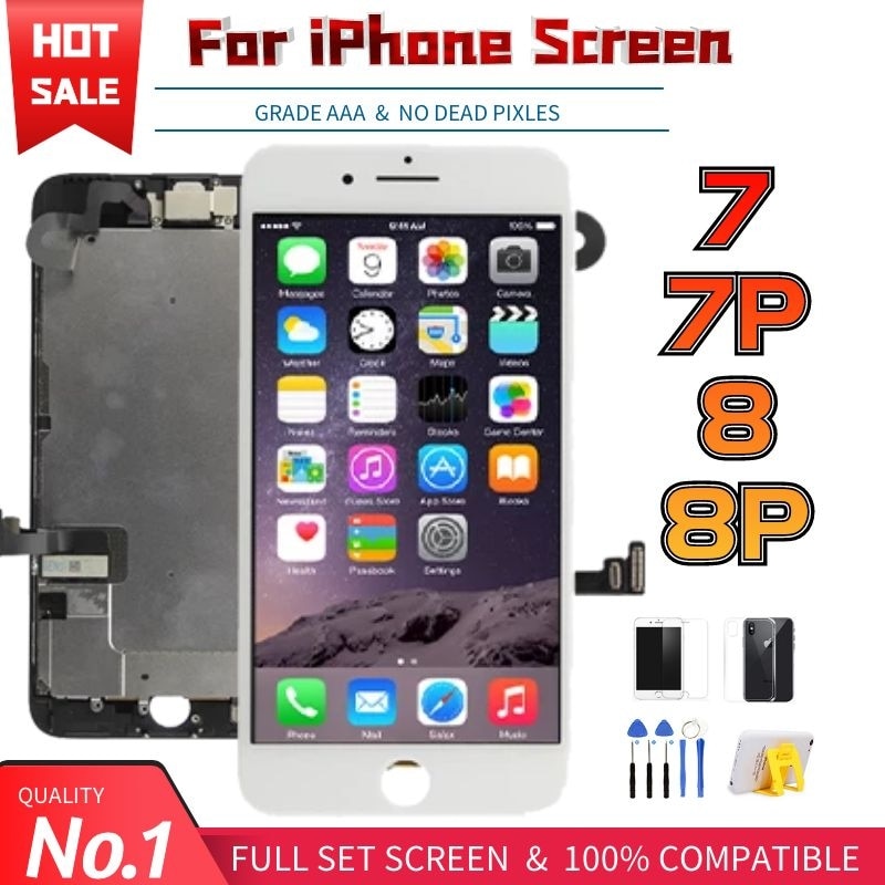 No.1 Full Set LCD Screen For iPhone 7 8 Plus LCD Assembly Complete Touch Digitizer Screen Replacement AAA Display Front Camera