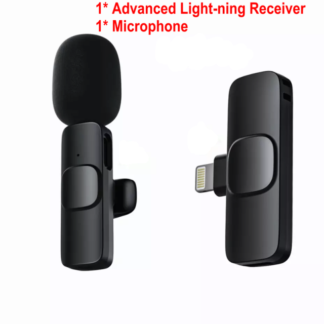 Wireless Recording Lapel Lavalier Microphone  Plug and Play Clip Wireless Mic for iPhone ipad Android Live Broadcast Game Phone