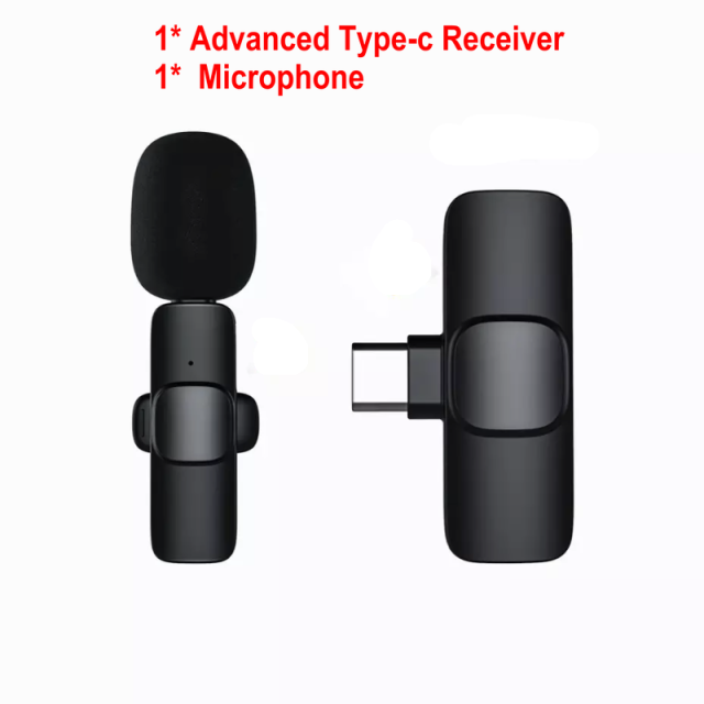 Wireless Recording Lapel Lavalier Microphone  Plug and Play Clip Wireless Mic for iPhone ipad Android Live Broadcast Game Phone