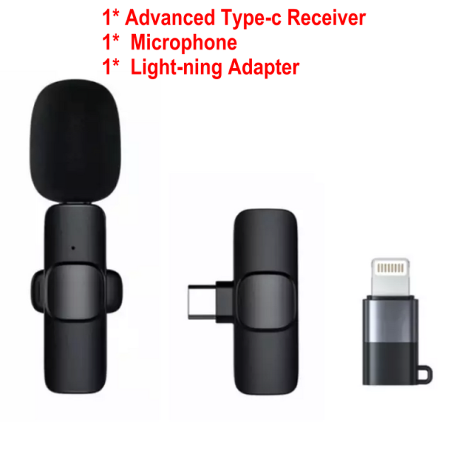 Wireless Recording Lapel Lavalier Microphone  Plug and Play Clip Wireless Mic for iPhone ipad Android Live Broadcast Game Phone