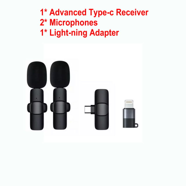 Wireless Recording Lapel Lavalier Microphone  Plug and Play Clip Wireless Mic for iPhone ipad Android Live Broadcast Game Phone