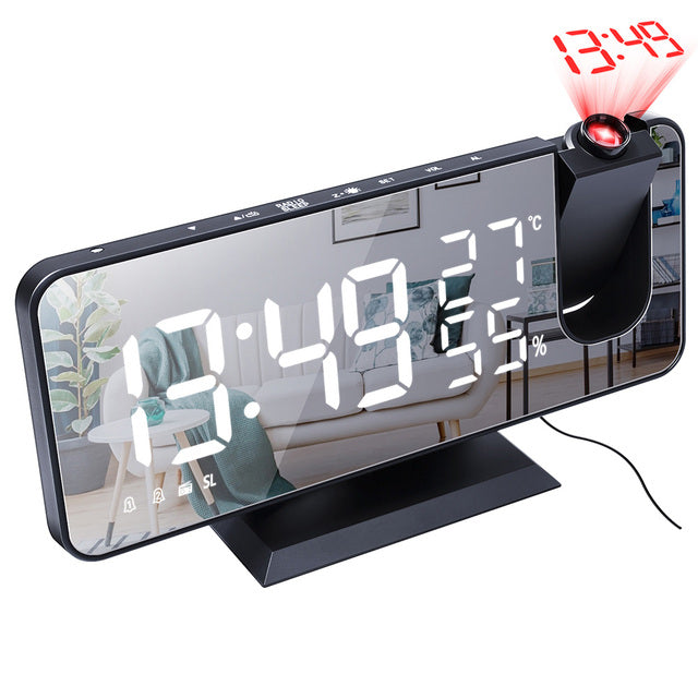 Digital Projection Alarm Clock USB FM Radio Dimmer Timer