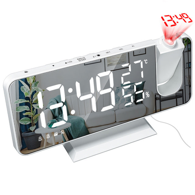 Digital Projection Alarm Clock USB FM Radio Dimmer Timer