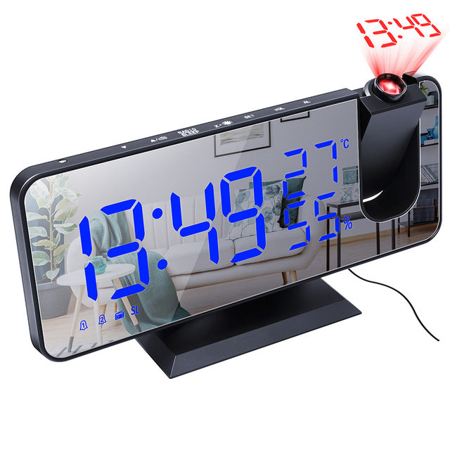 Digital Projection Alarm Clock USB FM Radio Dimmer Timer