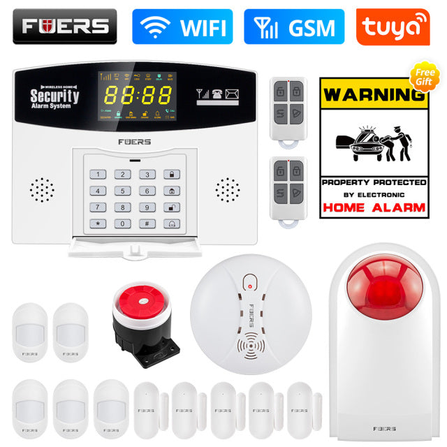 Fuers Tuya Smart Alarm System WIFI Burglar Alarm Smart Home GSM Alarm System with Color LCD Display Home Security Motion Sensor