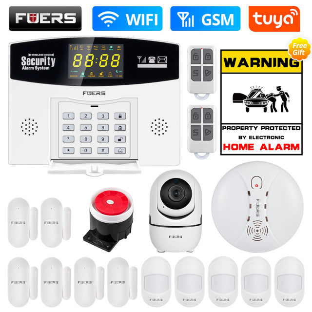 Fuers Tuya Smart Alarm System WIFI Burglar Alarm Smart Home GSM Alarm System with Color LCD Display Home Security Motion Sensor