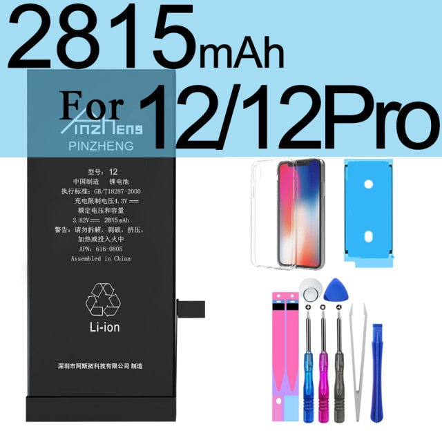 PINZHENG High Capacity Phone Battery For iPhone 6S 6 7 8 Plus X Replacement Battery For iPhone 5S SE XR XS 11 12 Pro Max 12Mini