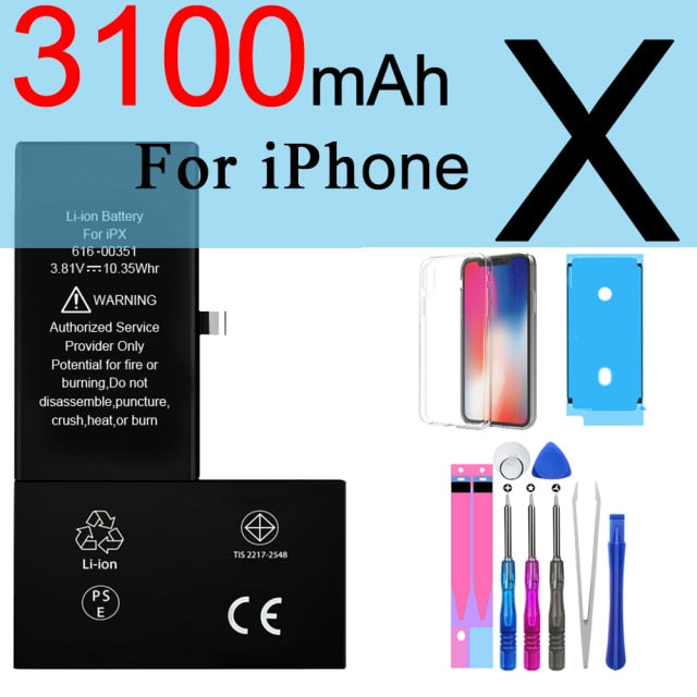 PINZHENG High Capacity Phone Battery For iPhone 6S 6 7 8 Plus X Replacement Battery For iPhone 5S SE XR XS 11 12 Pro Max 12Mini