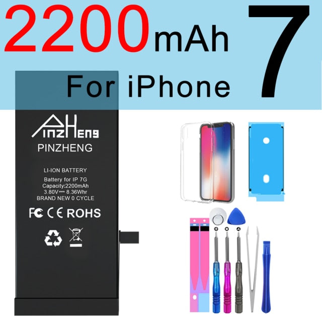 PINZHENG High Capacity Phone Battery For iPhone 6S 6 7 8 Plus X Replacement Battery For iPhone 5S SE XR XS 11 12 Pro Max 12Mini