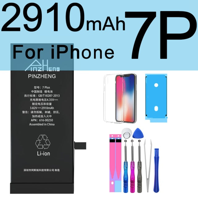 PINZHENG High Capacity Phone Battery For iPhone 6S 6 7 8 Plus X Replacement Battery For iPhone 5S SE XR XS 11 12 Pro Max 12Mini