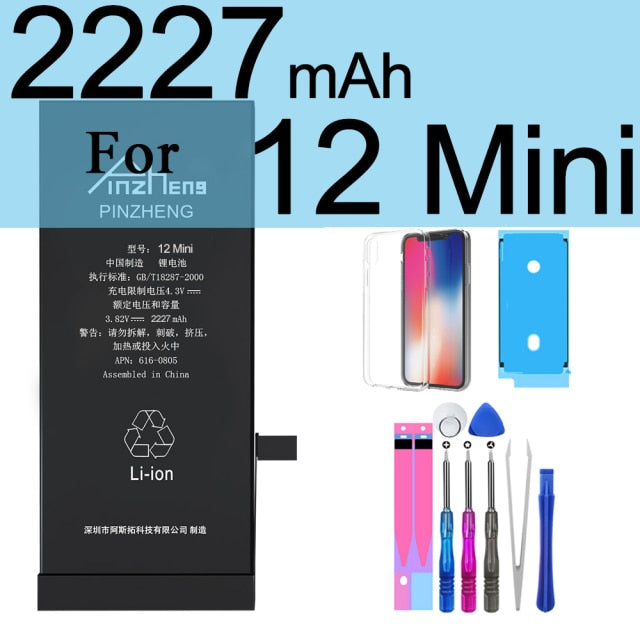 PINZHENG High Capacity Phone Battery For iPhone 6S 6 7 8 Plus X Replacement Battery For iPhone 5S SE XR XS 11 12 Pro Max 12Mini