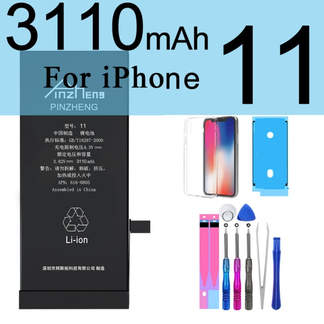 PINZHENG High Capacity Phone Battery For iPhone 6S 6 7 8 Plus X Replacement Battery For iPhone 5S SE XR XS 11 12 Pro Max 12Mini