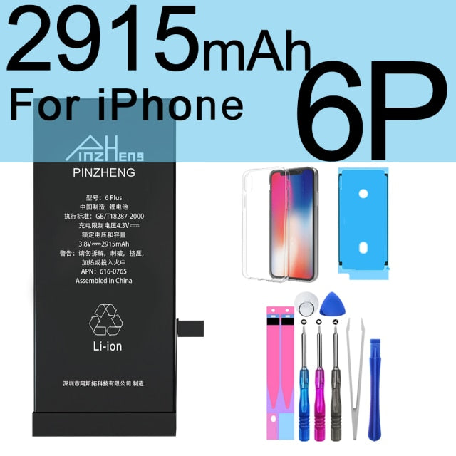 PINZHENG High Capacity Phone Battery For iPhone 6S 6 7 8 Plus X Replacement Battery For iPhone 5S SE XR XS 11 12 Pro Max 12Mini