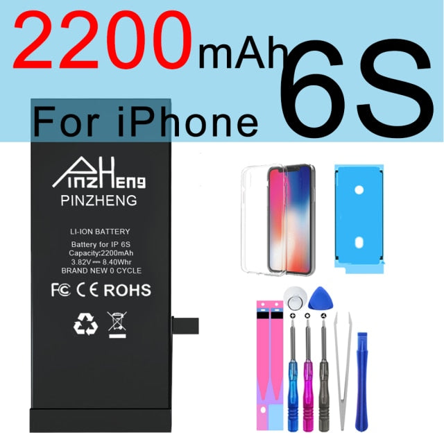 PINZHENG High Capacity Phone Battery For iPhone 6S 6 7 8 Plus X Replacement Battery For iPhone 5S SE XR XS 11 12 Pro Max 12Mini