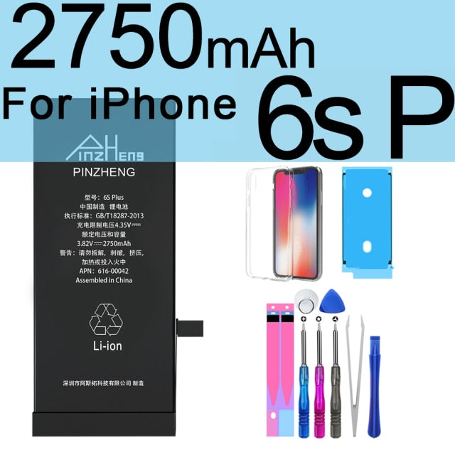 PINZHENG High Capacity Phone Battery For iPhone 6S 6 7 8 Plus X Replacement Battery For iPhone 5S SE XR XS 11 12 Pro Max 12Mini