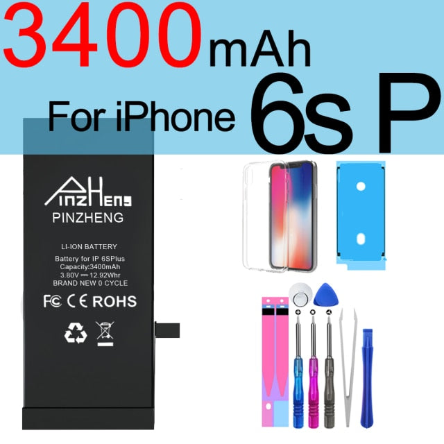 PINZHENG High Capacity Phone Battery For iPhone 6S 6 7 8 Plus X Replacement Battery For iPhone 5S SE XR XS 11 12 Pro Max 12Mini