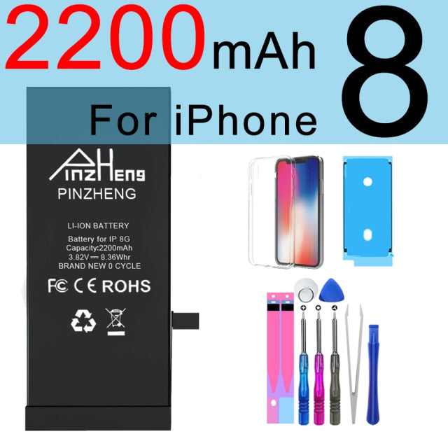 PINZHENG High Capacity Phone Battery For iPhone 6S 6 7 8 Plus X Replacement Battery For iPhone 5S SE XR XS 11 12 Pro Max 12Mini