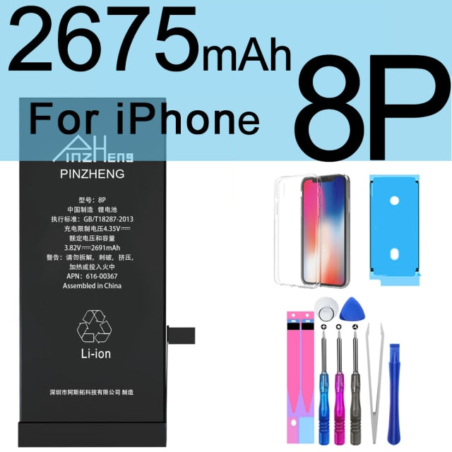 PINZHENG High Capacity Phone Battery For iPhone 6S 6 7 8 Plus X Replacement Battery For iPhone 5S SE XR XS 11 12 Pro Max 12Mini