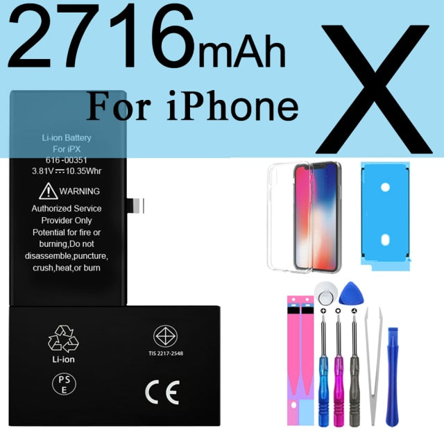 PINZHENG High Capacity Phone Battery For iPhone 6S 6 7 8 Plus X Replacement Battery For iPhone 5S SE XR XS 11 12 Pro Max 12Mini