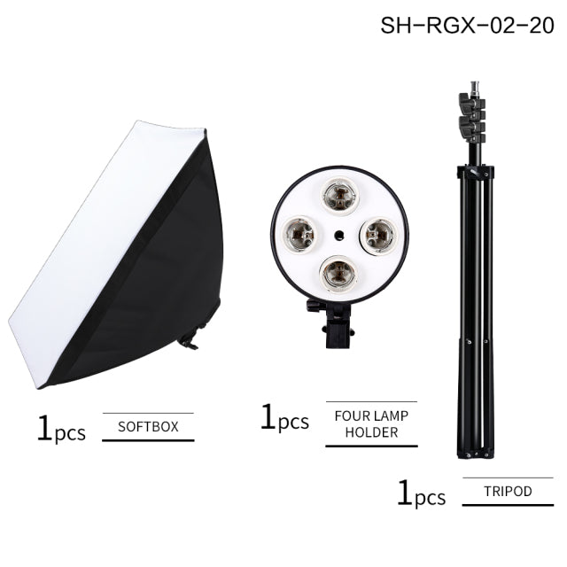 SH Photography Softbox 50x70 Lightbox Lighting Kit 5500K Lamp Continuous Light System With 2M Tripod For Photo Studio Shooting