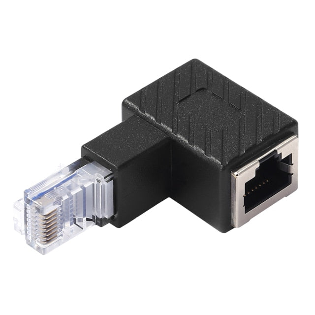 RJ45 Male To Female Converter 90 Degree Extension Adapter for Cat5 Cat6 LAN Ethernet Network Cable Connector Extender