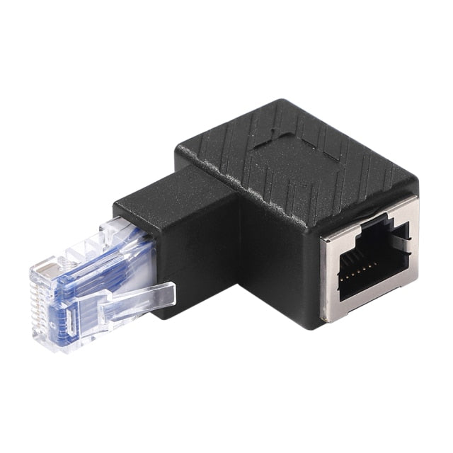 RJ45 Male To Female Converter 90 Degree Extension Adapter for Cat5 Cat6 LAN Ethernet Network Cable Connector Extender