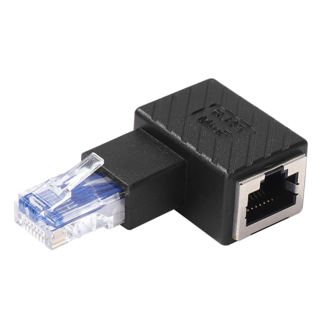 RJ45 Male To Female Converter 90 Degree Extension Adapter for Cat5 Cat6 LAN Ethernet Network Cable Connector Extender